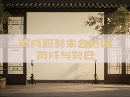 丙戍跟癸未合婚吗丙戌与癸巳