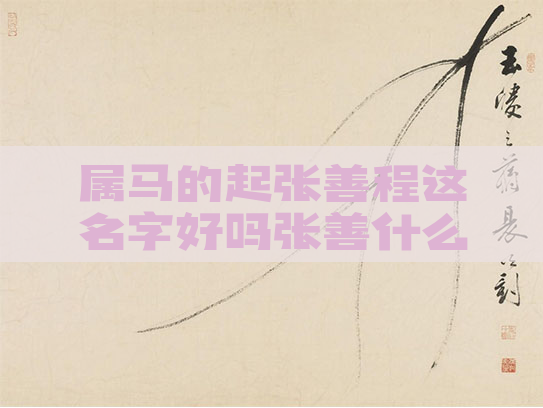 属马的起张善程这名字好吗张善什么的名字