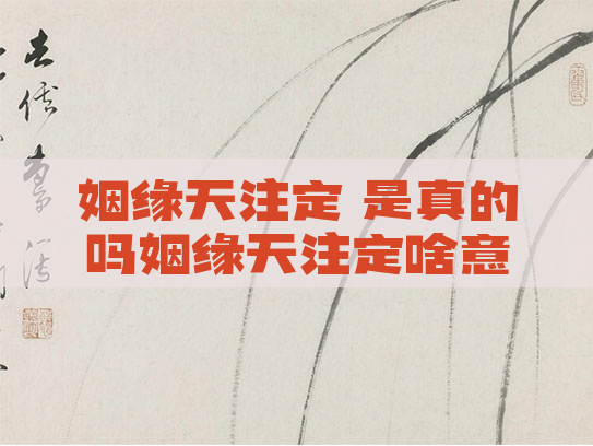 姻缘天注定 是真的吗姻缘天注定啥意思